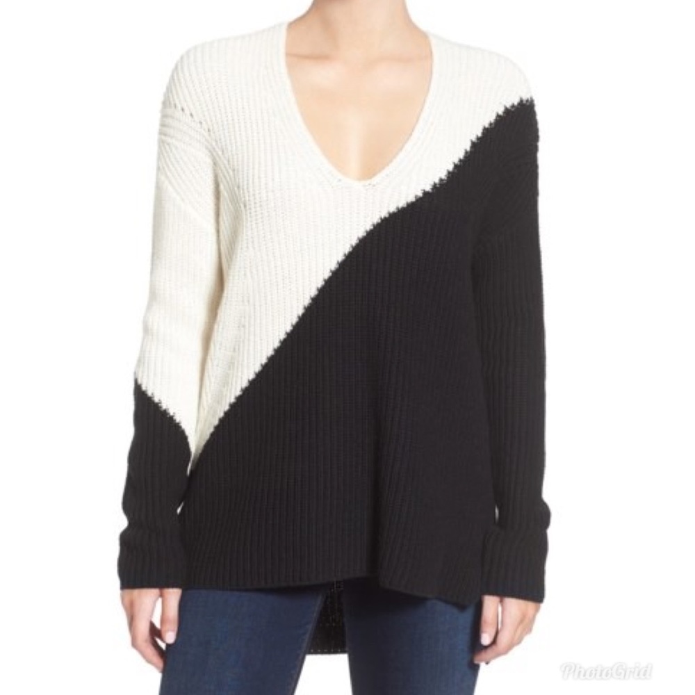 Black and white knit sweater